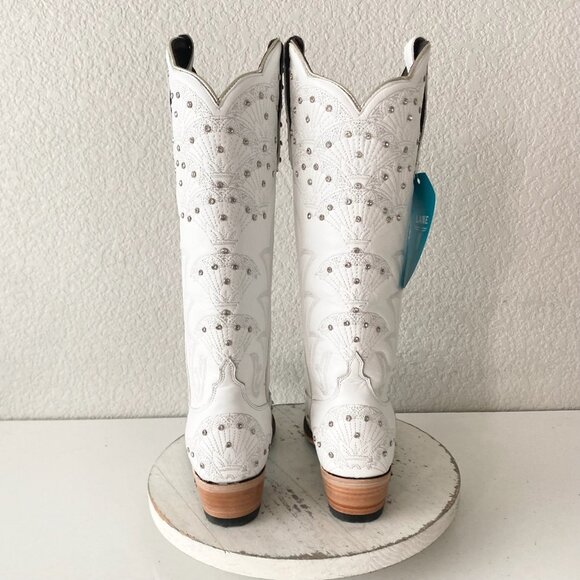Lane CALYPSO Womens Cowboy Boots 9 White Western Cowgirl Mid Calf Pointed Toe - Picture 3 of 11